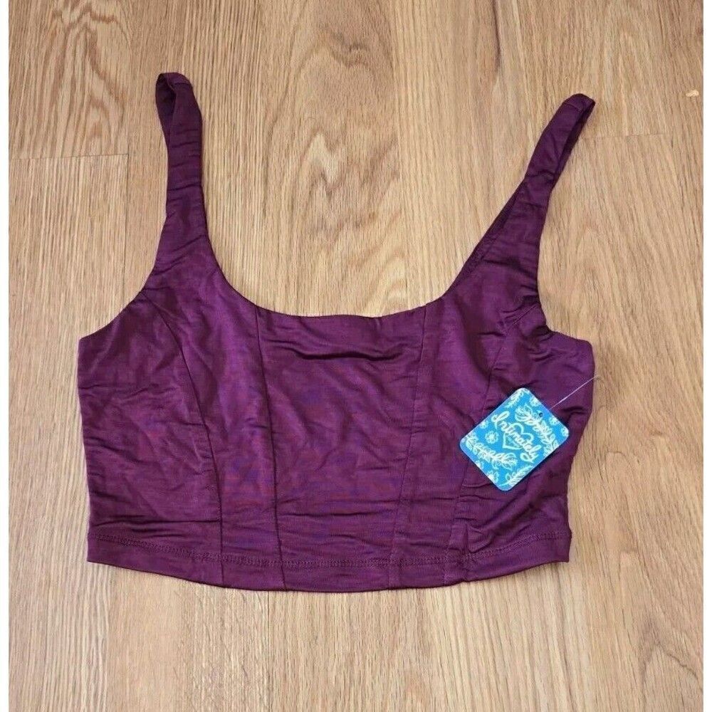 Free People Be Cool Brami Womens Cropped Top Sleeveless Acai Red XS NEW